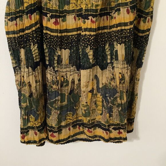 Gold Star Vintage Bohemian Hippie Indie Asian Inspired Wearable Art Maxi Skirt - Picture 6 of 8